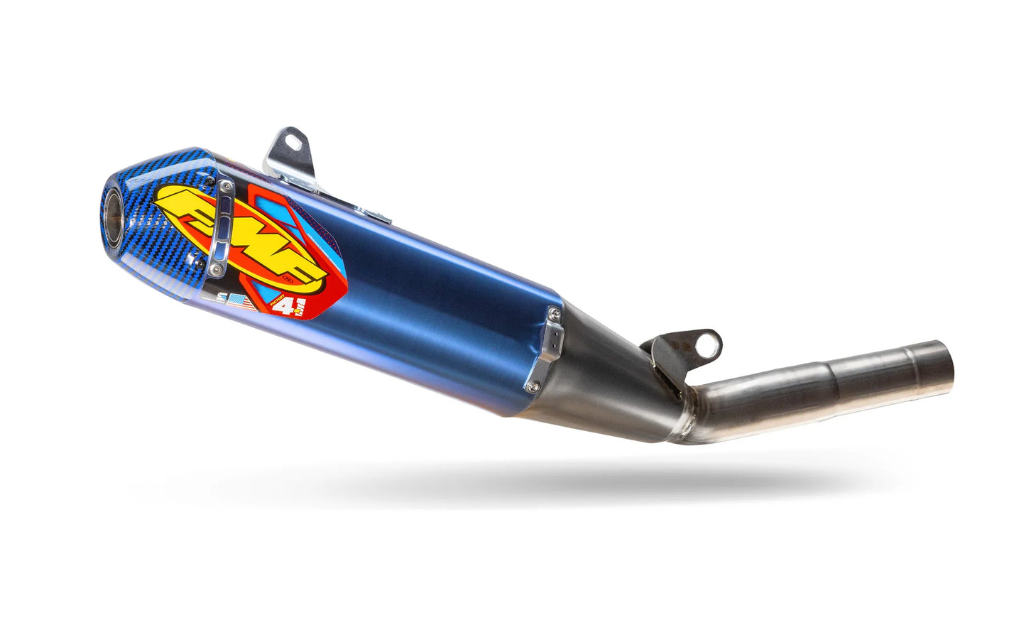 Mufla FMF 4.1 RCT titanio anodizado punta carbono azul Yamaha YZ450F 2018-2026/WR450F 2019-2026