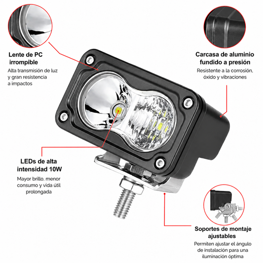 Barra led cuadrada 40W tipo Baja Designs