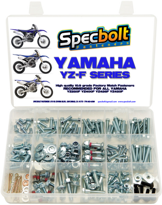 Kit de tornillos Specbolt de 250 piezas para Yamaha YZ250F/YZ400F/YZ426F/YZ450F/WR450F de 4 tiempos