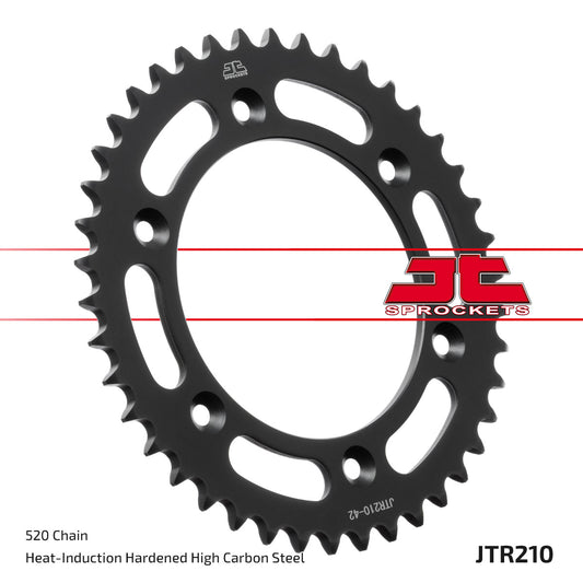 Piñón trasero JT 40T paso 520 de acero Honda CR125R/250R/500R, CRF150F, CRF230F/L/M, CRF250R/RX/X, CRF450R/RX/X/L/RL y XR250R/400R/650R. Verifique compatibilidad según año y modelo.