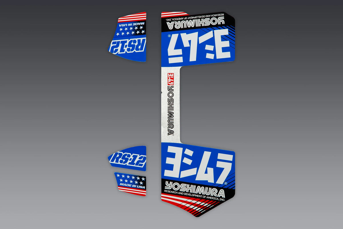 Calcomania de reemplazo mufla Yoshimura RS-12 (4 piezas) azul