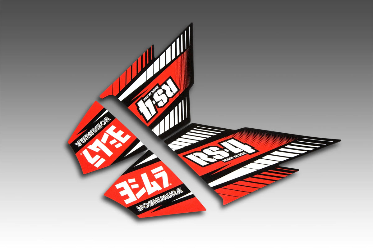 Calcomania de reemplazo mufla Yoshimura RS-4 (4 piezas) rojo/negro