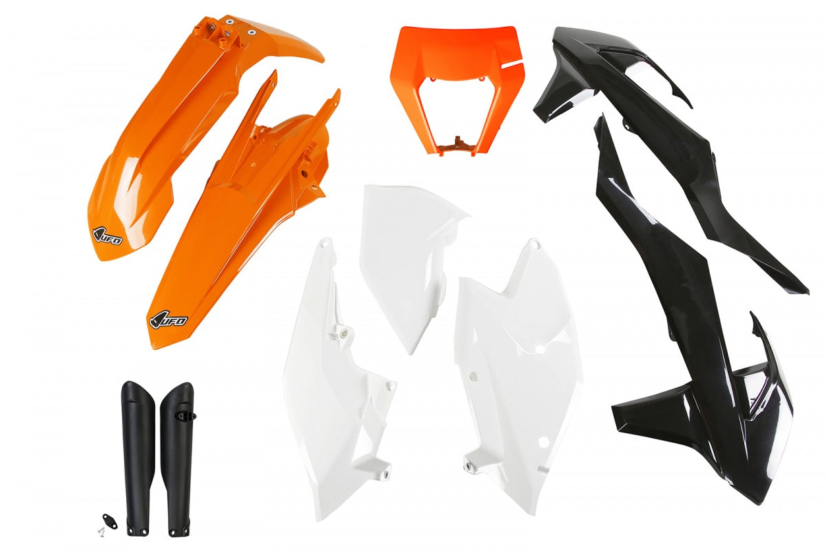 Kit completo de plásticos UFO color OEM KTM EXC125 17-19/EXC150 17-19/EXC250 17/EXC-F250 17-19/EXC300 17/EXC-F350 17-19/EXC-F450 17-19/EXC-F500 17-19/XC-W125 17-19/XC-W150 17-19/EXC250 TPI 18-19/XC-W250 17/XC-W250 TPI 18-19