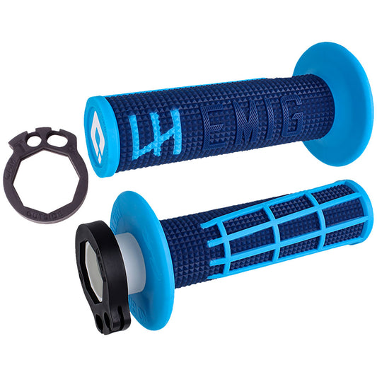 Puños Odi V2 Emig 2.0 MX Lock-On Azul Marino/Cian