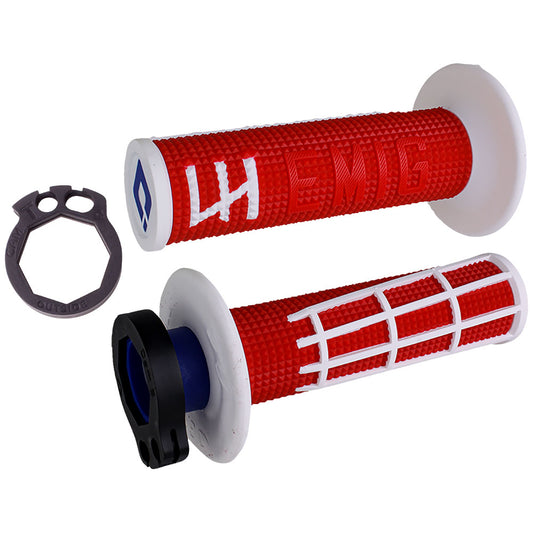 Puños Odi V2 Emig 2.0 MX Lock-On Rojo/Blanco